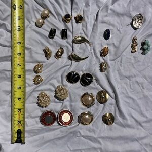lot of vintage European custom jewelry clip on earrings and brooches